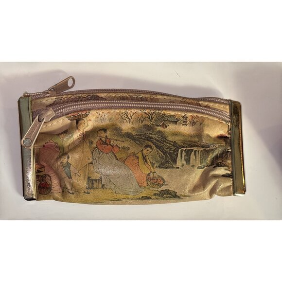 Antique Korean Leather & Brass Coin Purse With Traditional Artwork - Picture 2 of 6